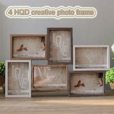 4 HQD 6 grid 6 inch Siamese wall hanging frame retro American style wall decoration glass frame