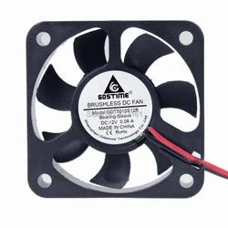 10pcs/lot Gdstime 2Pin 5cm Brushless Cooling Fan 50x50x10mm 12V DC Cooler 50mm