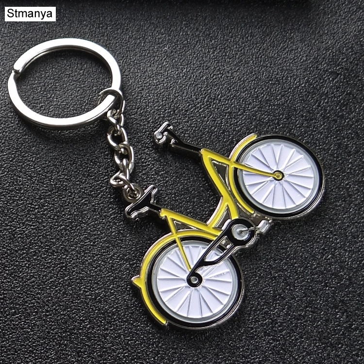 New Yellow bicycle Key chain men fashion Creativity Metal Car Key Ring Women Bag charm key holder Best gift Jewelry K1971