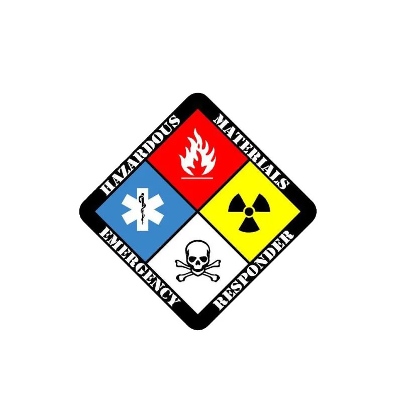 YJZT 12.7CM*12.7CM Hazmat Materials Responder Emergency Car Sticker Firefighter Funny Decal PVC 12-0711