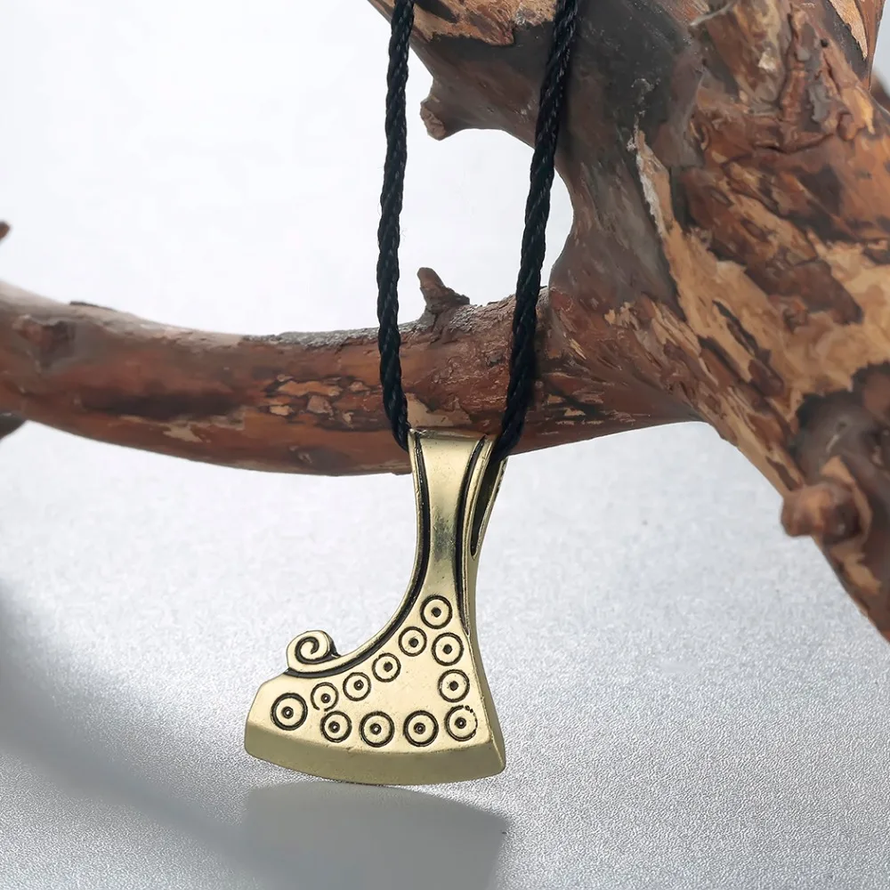 Kinitial Bronze Slavic Axe Pendant Dukhobor Amulet Slavic Men Necklace Perun survival axe Fern Flower Pendant Jewelry