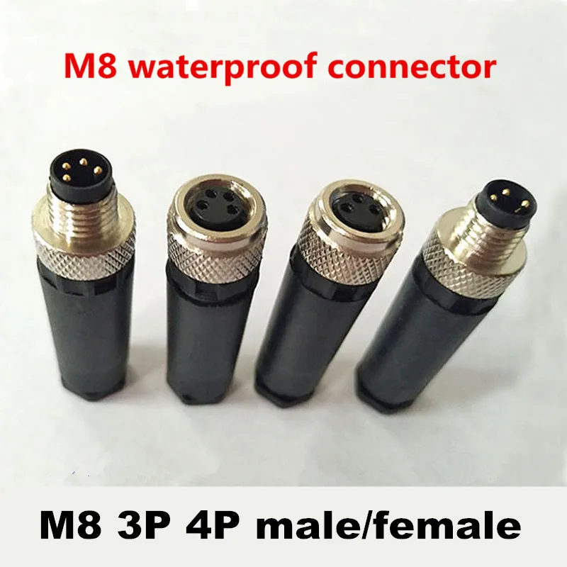 M8 3-pinowe 4-pinowe złącze czujnika wodoodporna wtyczka męska i żeńska śrubowe złącze gwintowane 3 4-pinowe