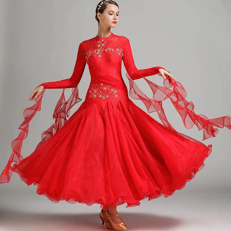 Women\'s Ballroom Dance Competition Dresses Waltz Fringe Luminous Costumes Standard Modern Foxtrot Stage Dancewear Clothes