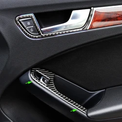 For Audi A4 B8 2009 2010 2011 2012 2013 2014 2015 2016 Carbon Fiber Door Armrest Panel Window Switch Button Cover Sticker Trim
