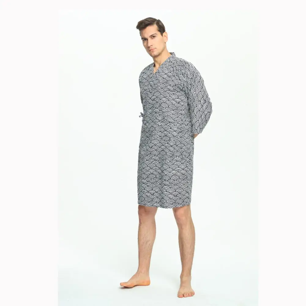 100% Cotton Casual Sleeping Robes Man Kimono Summer Elegant Comfortable Yukata Home Robes Man Home Clothes For Man