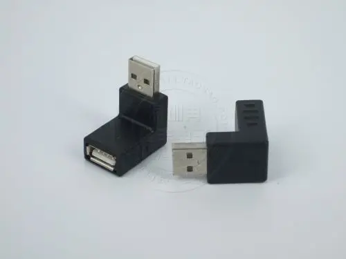 New 2pc USB Adapters USB 2.0 Male to Female 90 Degree Up Down Right Angled Adapter Connector Black Wholesale