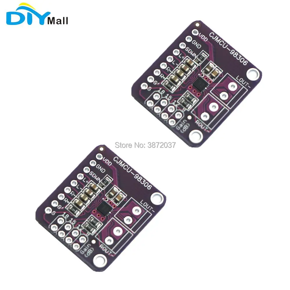 

2pcs/lot DIYmall CJMCU-98306 MAX98306 Sensor Stereo Class D Amplifier Class AB Audio 3.7W