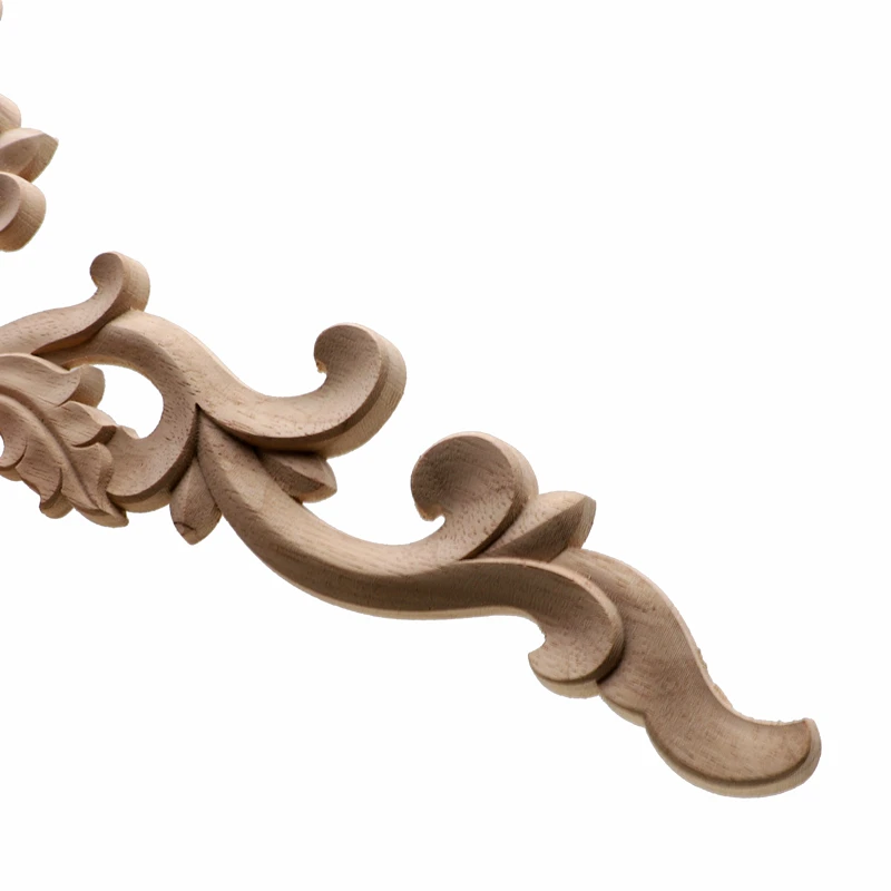 Wood Carved Corner Onlay Applique Frame Door Decorate Wall Doors Furniture Decorative Modern 20X10CM Figurines Wooden Miniatures