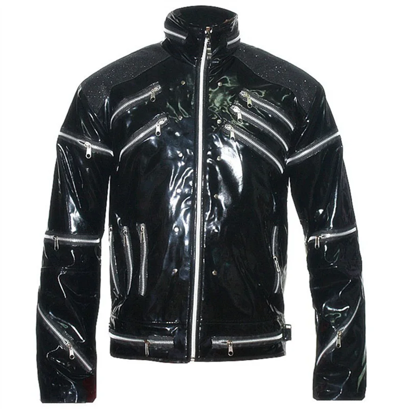 HOT Fashion Halloween MJ MICHAEL JACKSON MEN'S JACKET BEAT IT BLACK PUNK ZIPPER COOL JACKET