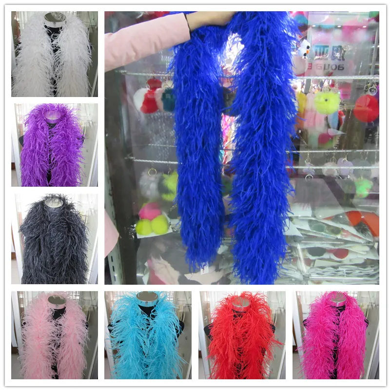 YY-tesco 2 Meters/Lot 6 Layers natural Ostrich Feather Boa Quality fluffy Costumes/Trim for Party/Costume/Shawl/Craft Available