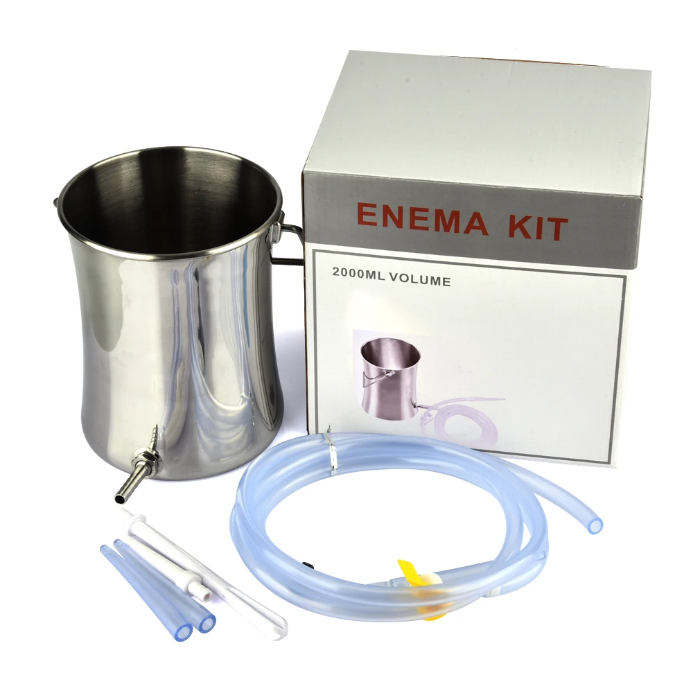 

Stainless Steel 2L Enema Bucket Non-Toxic Kit Irrigator Anal Vaginal Douche Water Colon Cleansing Detox Enema Bag for Women