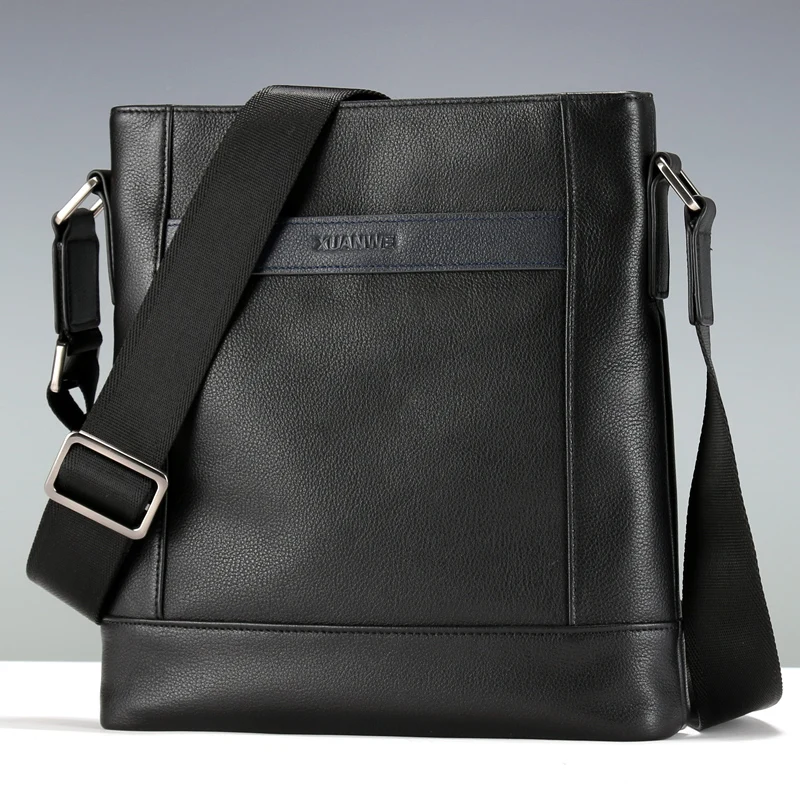 

SALE New High-end Soft Full-grain Genuine Cow Leather Men Bags Business Men Flap Bags Black Single Shoulder & Crossbody Bag