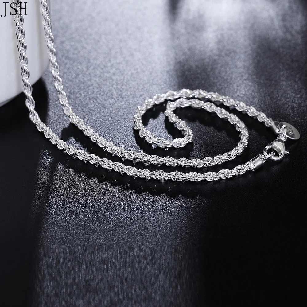 16-24inches Rope chain 3MM cute hot sale fashion , cute silver color women men Necklace jewelry for pendant wedding party