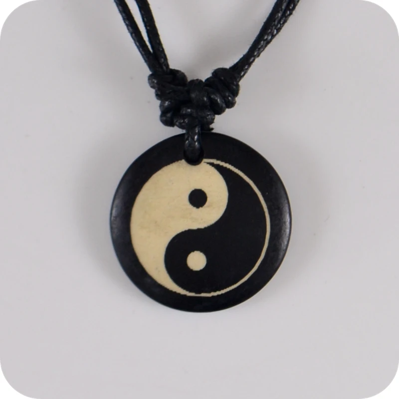 Tai Chi Yin & Yang bone resin Pendant Amulet Necklace Lucky Gift Tribal Fashion Jewelry