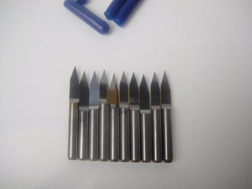 Broca de tungstênio 3.175mm, broca em formato de v de carboneto, pcb, brocas de gravação, ferramenta de roteador cnc, tamanho de entalhe acrílico j3.3001, com 10 peças