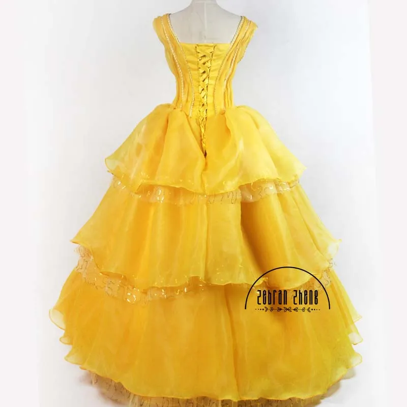 Belle Prinses Geel Cosplay Kostuum Mode Jurk Voor Volwassenen Vrouwen Meisjes Halloween Feest