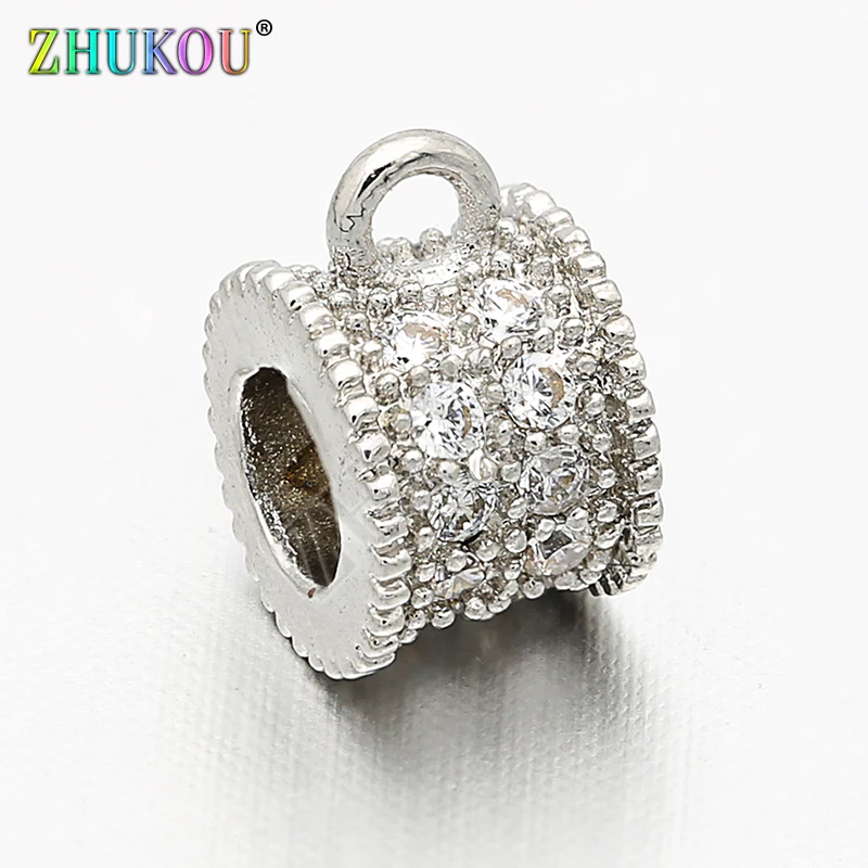 7*5mm Supplies for Brass Cubic Zirconia Round Beads DIY Jewelry Findings Accessories,Hole: 3mm, Model: VZ127