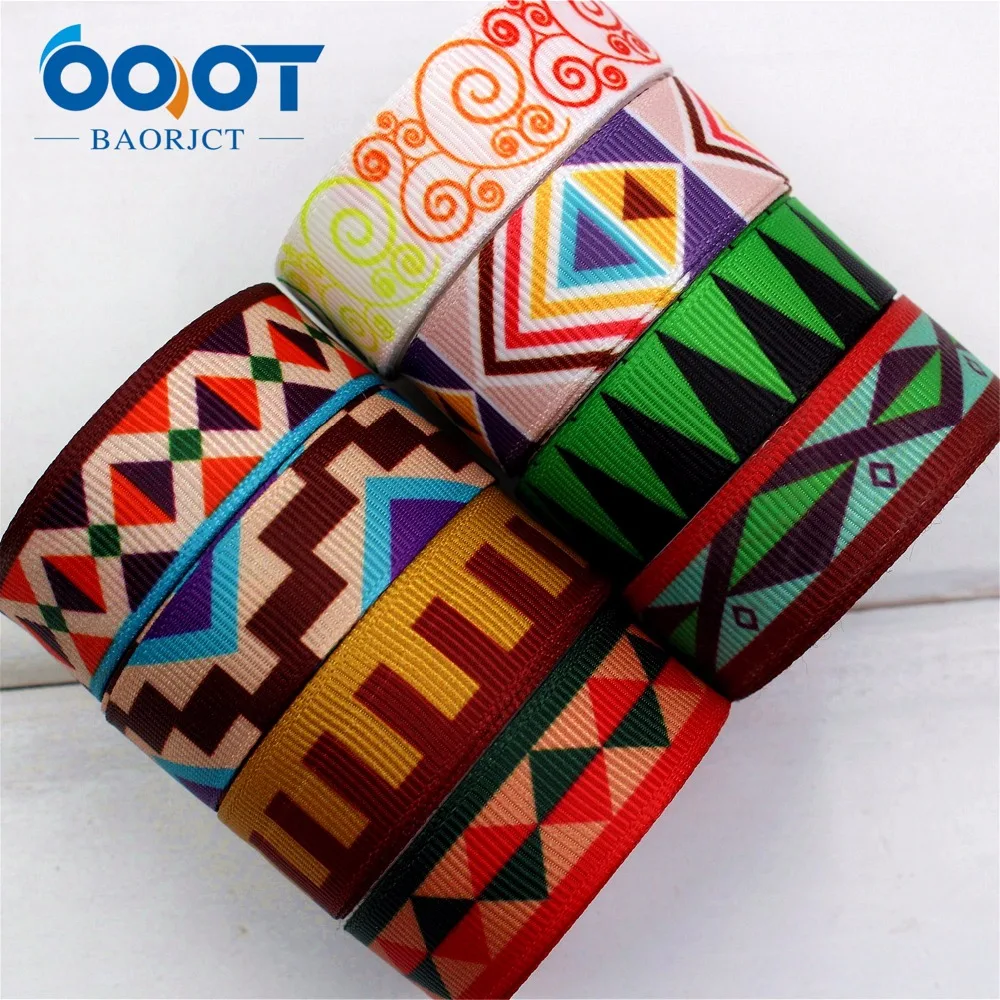 174138,OOT BAORJCT 16mm 10yard/lot geometry Ribbons Thermal transfer Printed grosgrain Wedding Accessories DIY handmade material