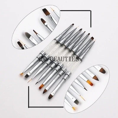 100Pcs/Lot Hight Quality Double Head Nail Art Brush Pen Dual Head UV Gel Nail DIY Lining Painting Manicure Sculpture Tool