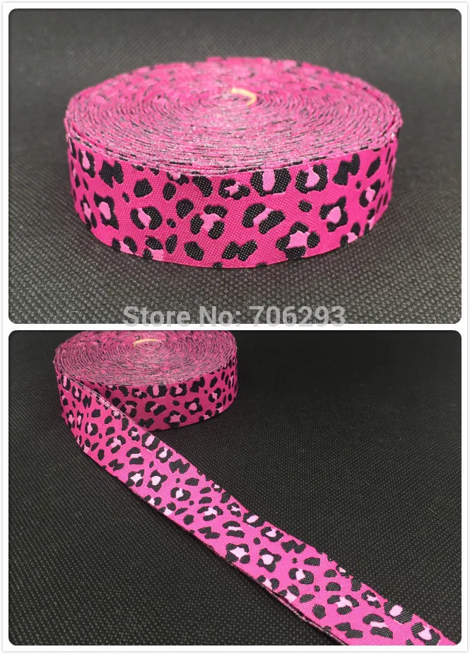 HOT!!! 2015 NEW wholesale 7/8\'\' 22mm Wide Red leopard grain Woven Jacquard Ribbon dog chain accessories 10yards/lot