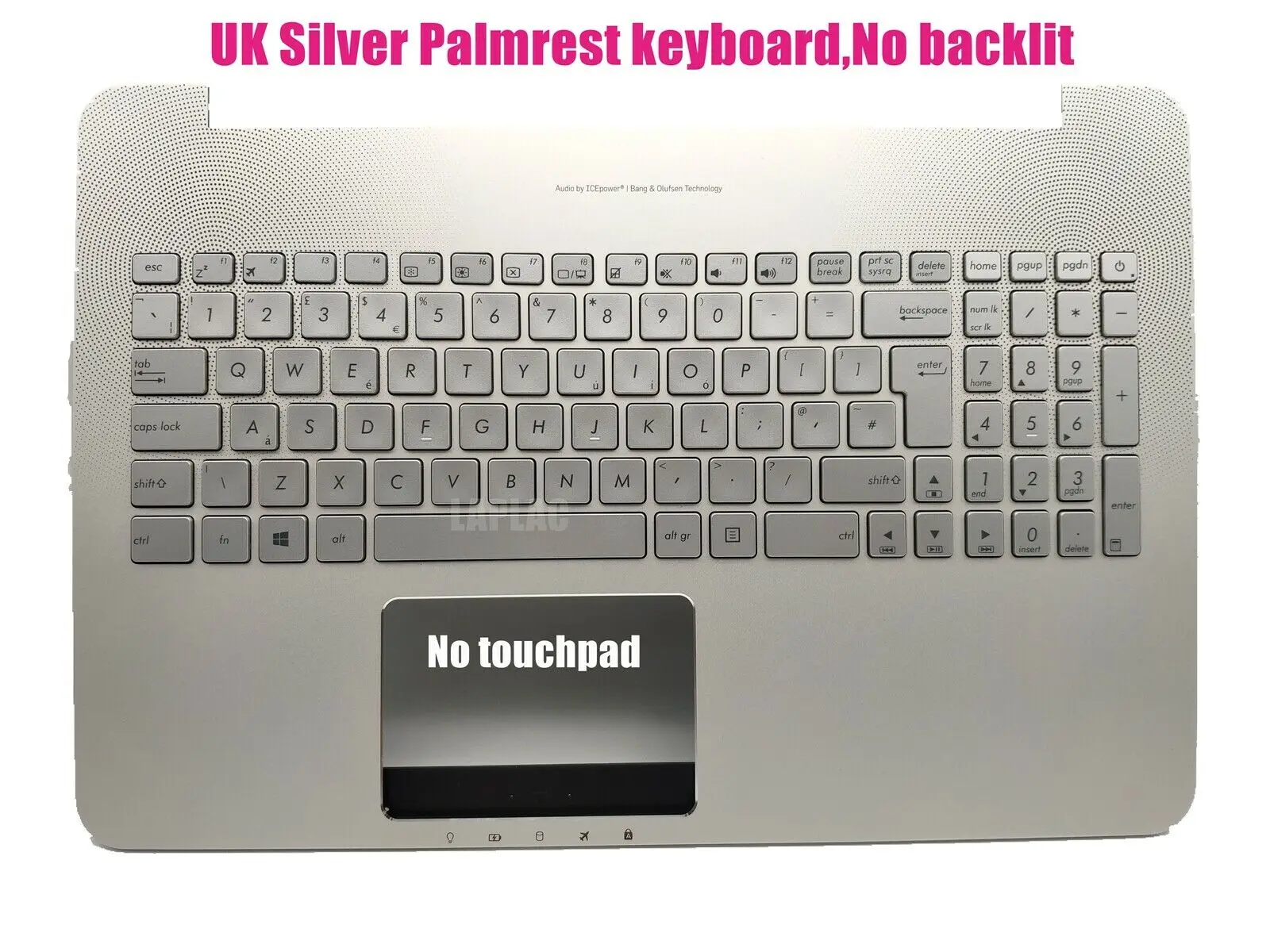 UK Silver Palmrest keyboard for ASUS VivoBook Pro N552V/N552V/N552VX/N552VW