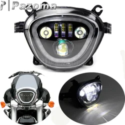 Motorcycle Black LED Headlight 6500K 110W DRL High Low Beam Headlamp Custom For Suzuki Boulevard M109R VZR1800 M90 2006-2019