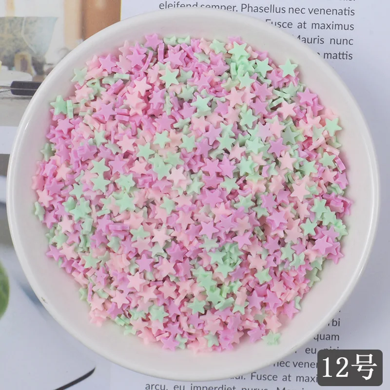 20 gr/los Nette Gefälschte Ton Streusel Bunte Herz Fünf Sterne Schleife Süßigkeiten Streusel für Handwerk Machen, DIY Kuchen Dessert Dekoration – Detail 12