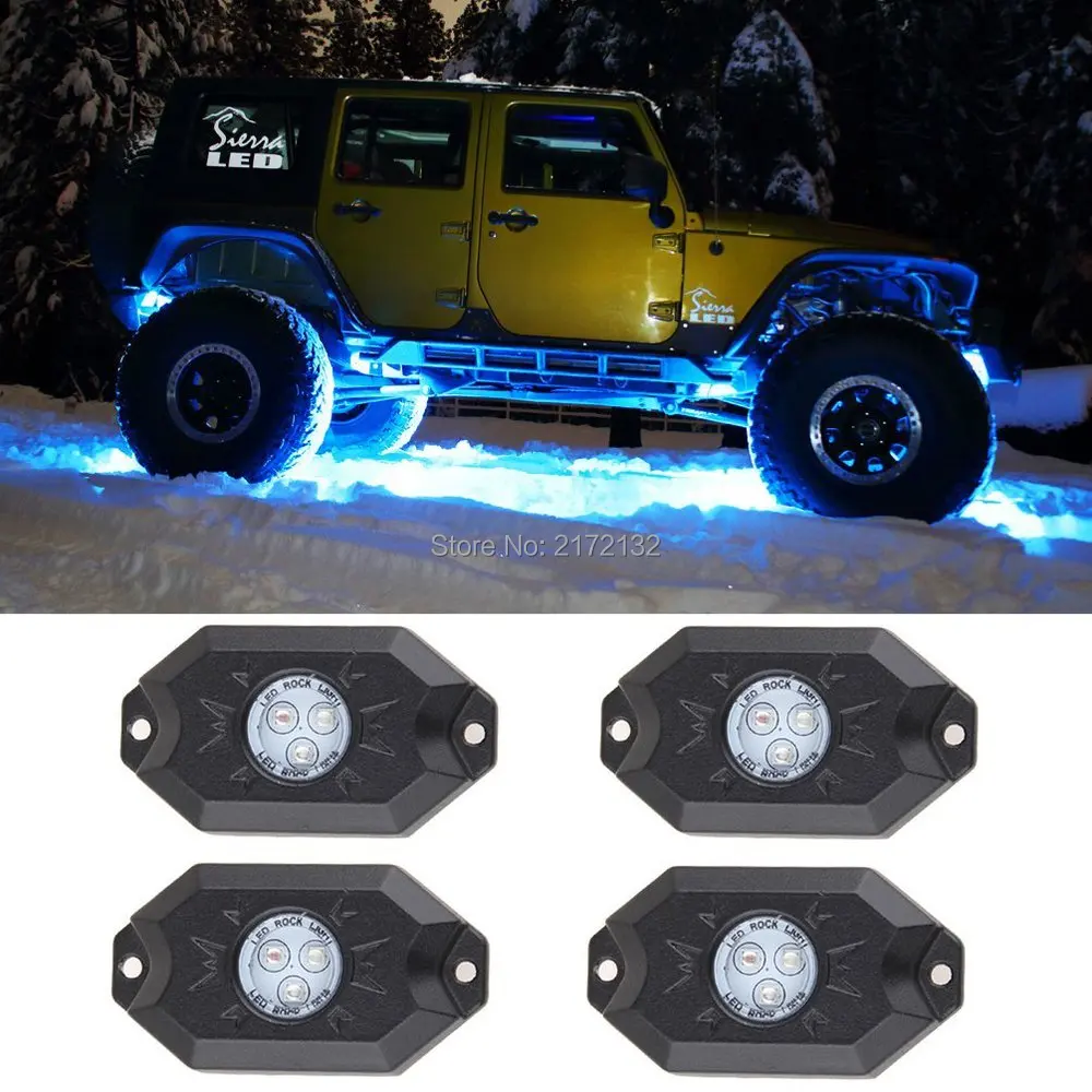 Free Shipping 4 pcs New Led Rock Lights IP68 Waterproof Mini Rock Light For Cars,Outdoor,Off road Rgb Rock Lights