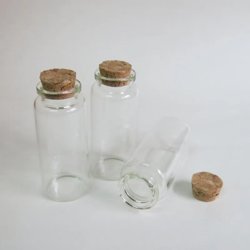 30 x 30ml Clear Glass Bottle with Wood Cork 30*70*17mm Empty Cork Stopper Glass Vial Used for Storage  Craft Glass Container