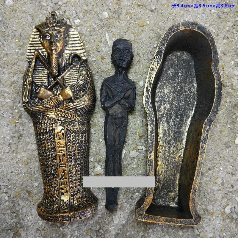 Ancient Egyptian Dry Corpse Coffin Figurine Sculpture Pharaoh Mummy Statue Sand Table Ornaments Miniature Fish Tank Decoration