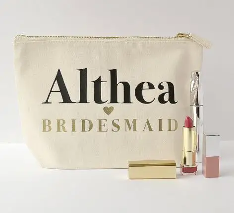 personalized name title glitter Bridesmaid Gift wedding makeup comestic Canvas Bags Valentines Bridal Party zipper pouches