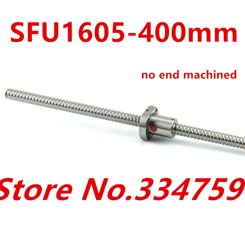 

NO END MACHINED 16mm 1605 Ball Screw Rolled ballscrew 1pc SFU1605 400mm with 1pc 1605 ballnut CNC part