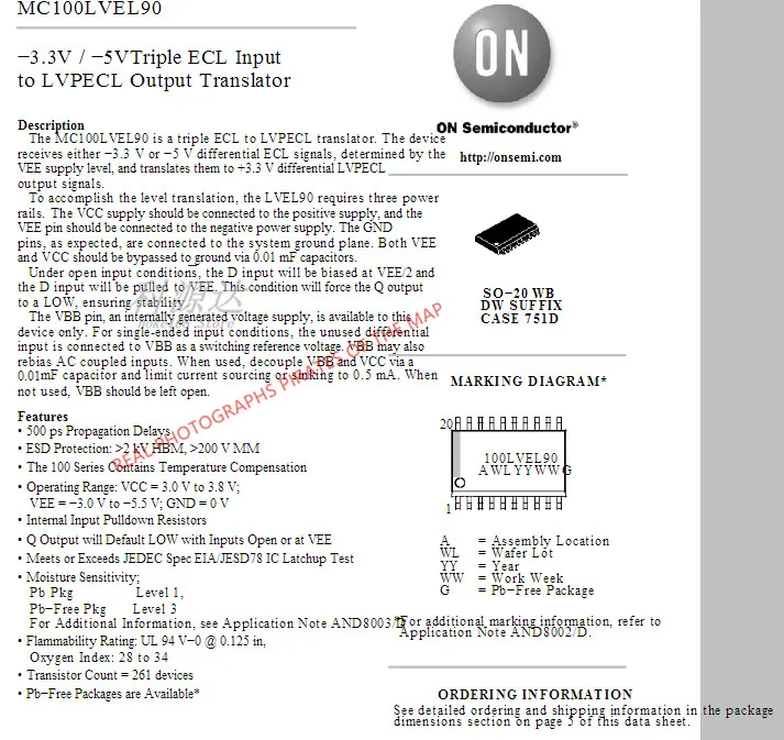 5pcs MC100LVEL90DWR2G MC100LVEL90 100LVEL90 SOIC MC100LVEL91DWR2G 100LVEL91 MC100LVEL91