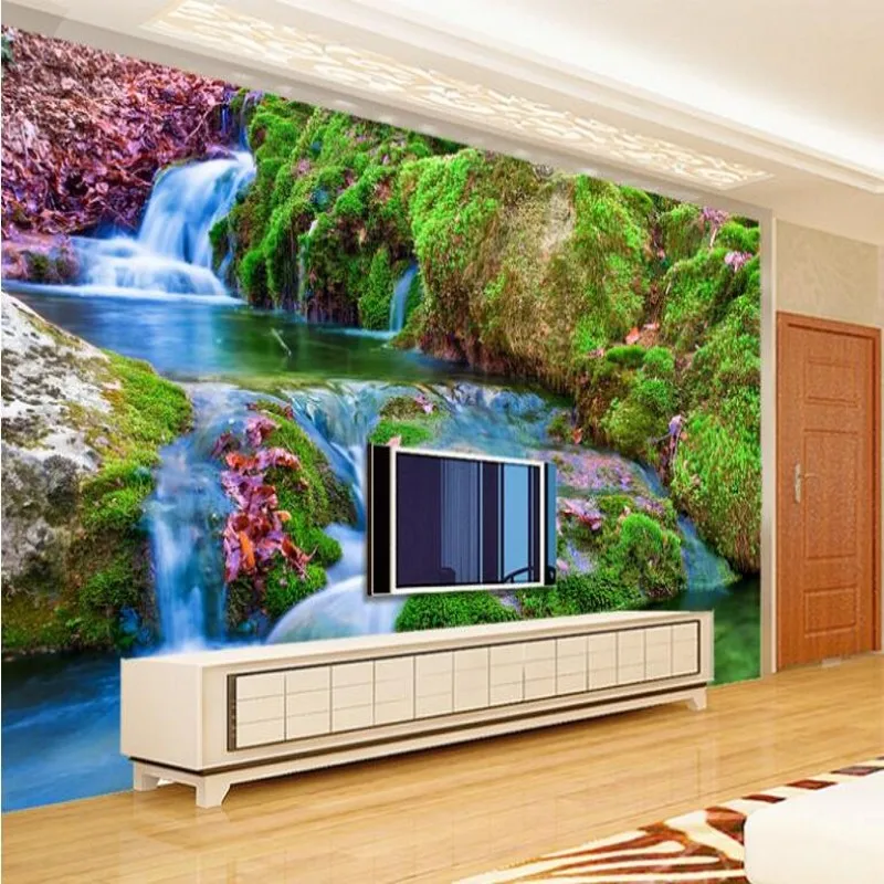 

wellyu Customized large - scale murals beautiful green fresh water production background wall wallpaper papel de parede