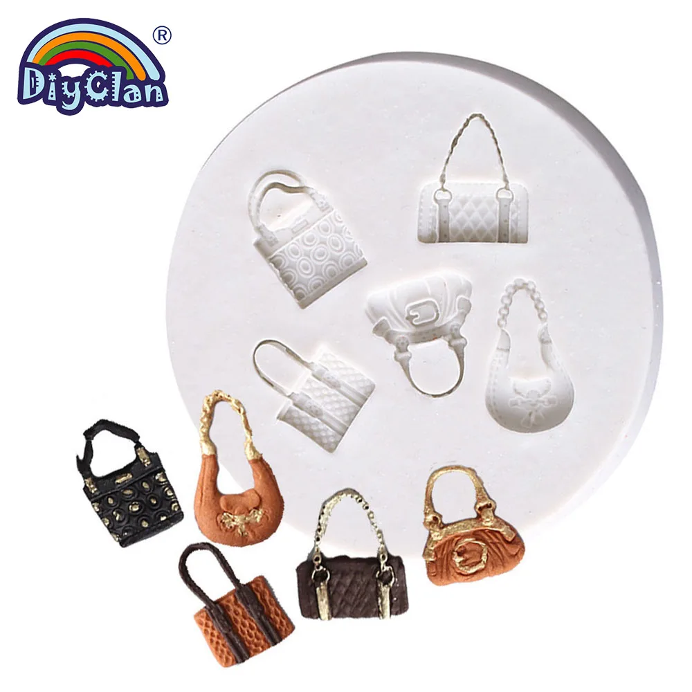 Handbag Shape Silicone Fondant Cake Decoration Mold Bags Chocolate Chip Form Cupcake Tools Kitchen Baking Resin Clay Moulds