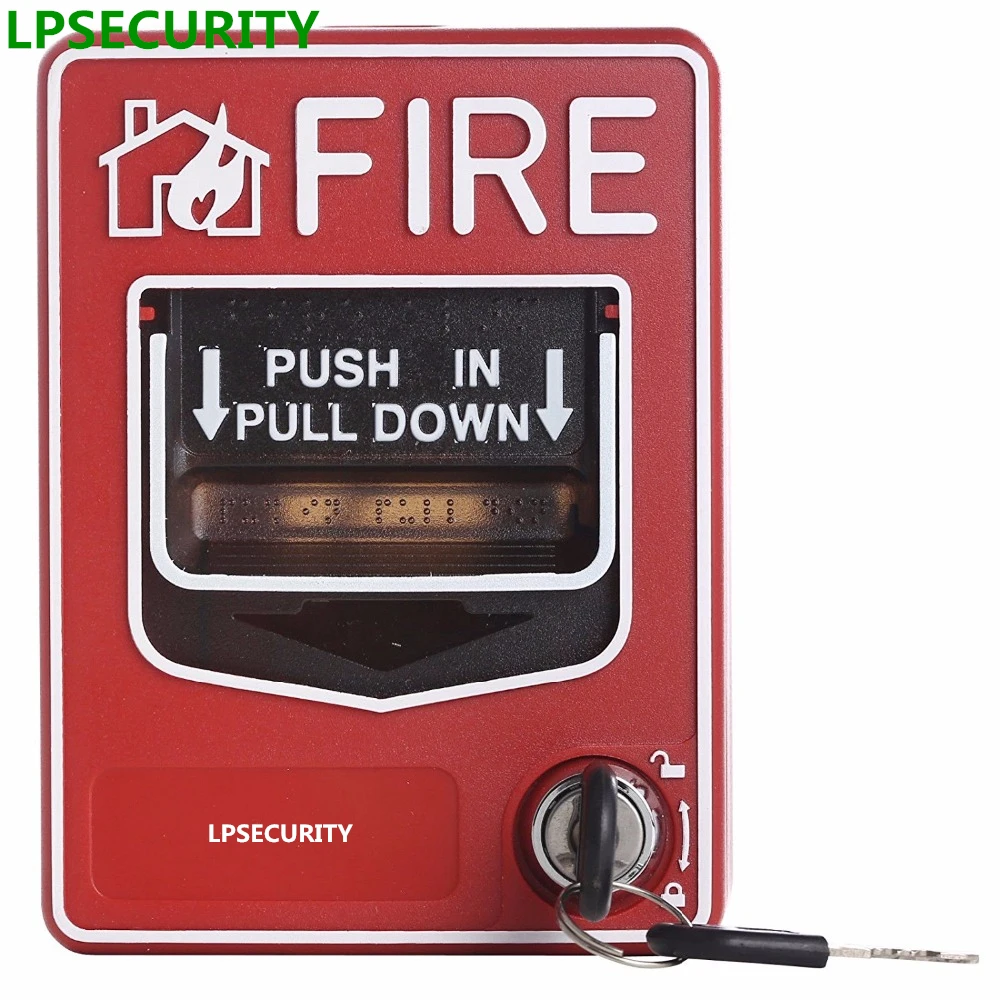 LPSECURITY 9-28VDC fire alarm system Conventional Manual Call Point button station Fire Push In Pull Down Emergency Alarm