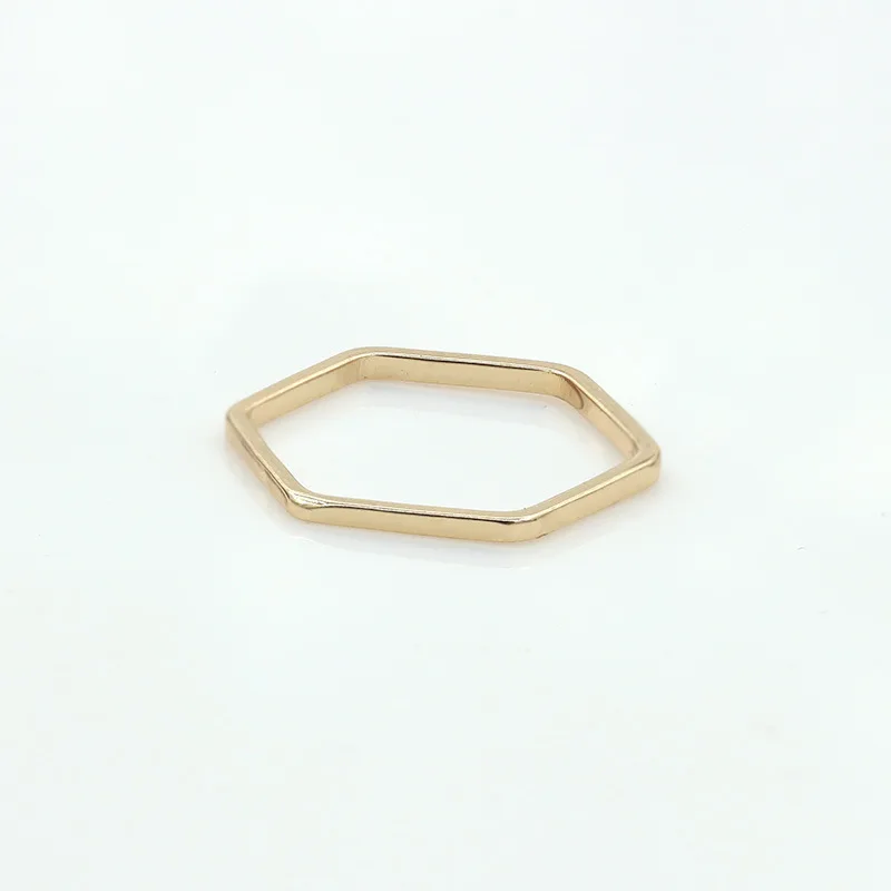 Thin Hexagon Simple Ring Golden Silver Plated Fashion Thin polygon Rings for Women Men