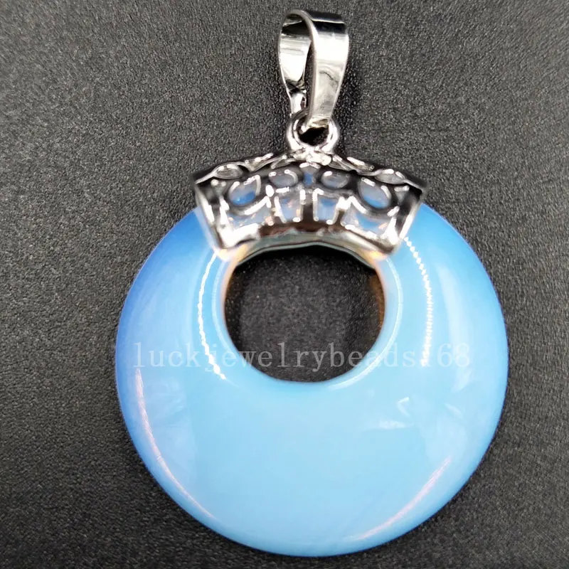Beautiful jewelry 28mm Opal Opalite Round Women Men Pendant Bead PC5397