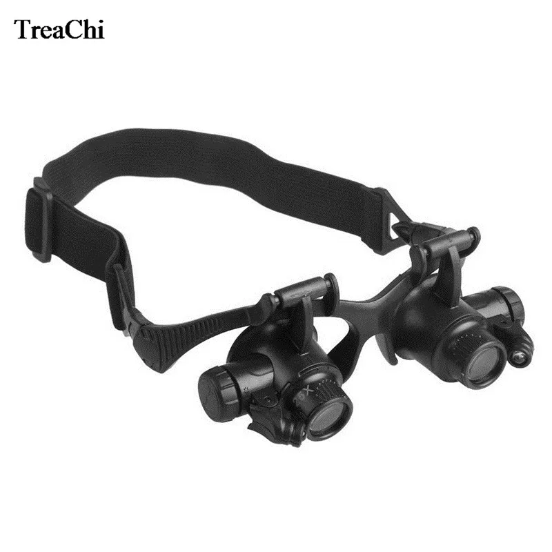 New Professional Adjustable Head Band Eyeglasses Magnifier With 8 Lens LED Magnifier Safety Goggles Watch  Repair Eyewear