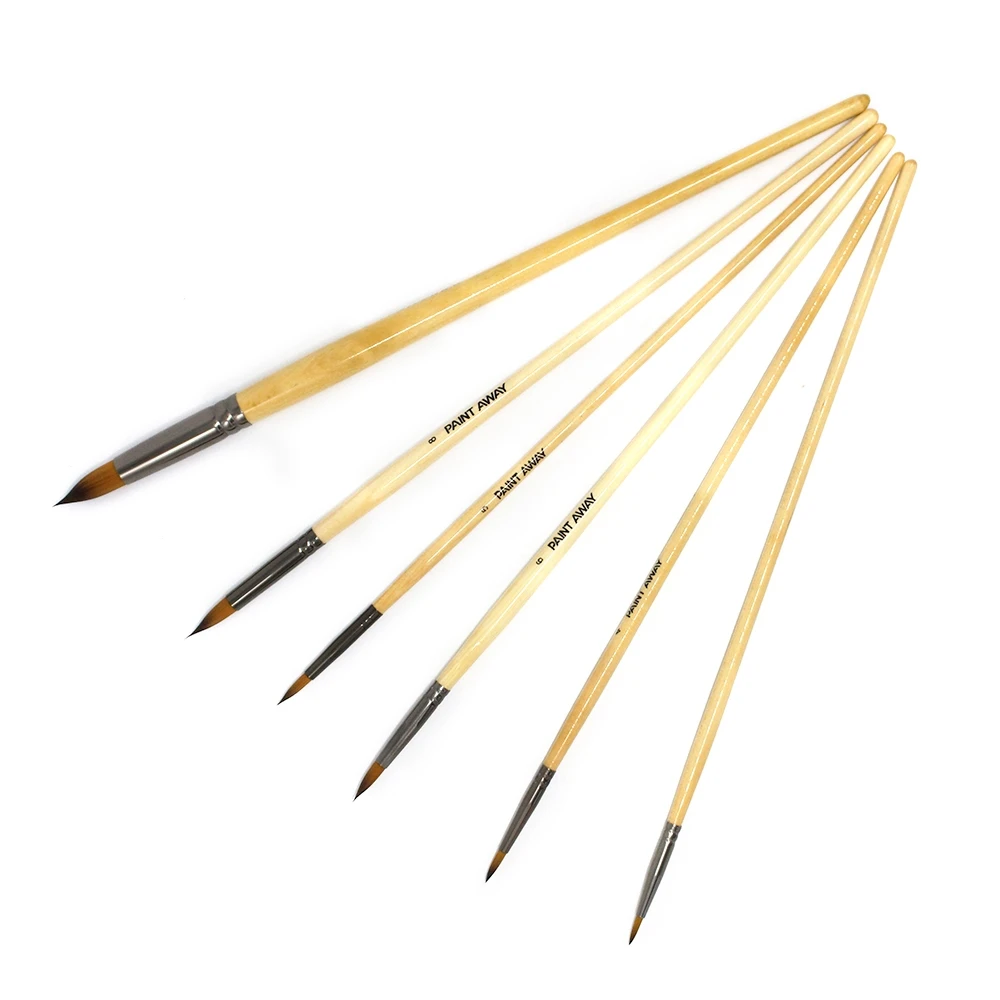 6 pcs set watercolor art Brushes Pointed Tip Acrylic Brush Nylon Hair Gouache Paint Brush Set artist paint brushes