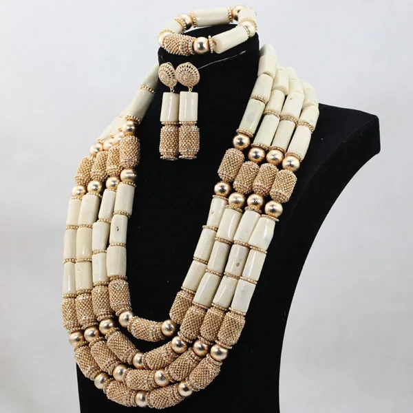 African Wedding Newest Popular Milk White Coral Beads Jewelry sets Bridal Women Beads Necklace Jewelry Set Free Shipping ABH304