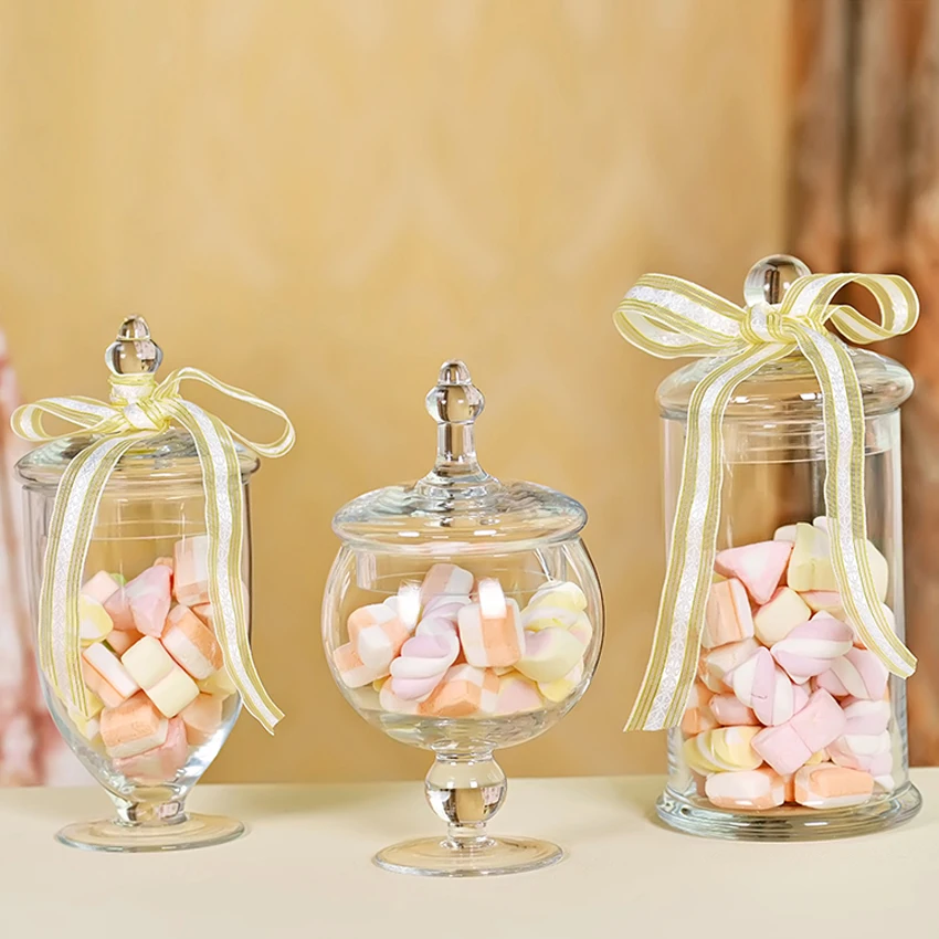 

Transparent Glass Storage Jars with Lid, Large Capacity, Candy Jar, Kitchen Container, Home Decorative Accessories, Europe