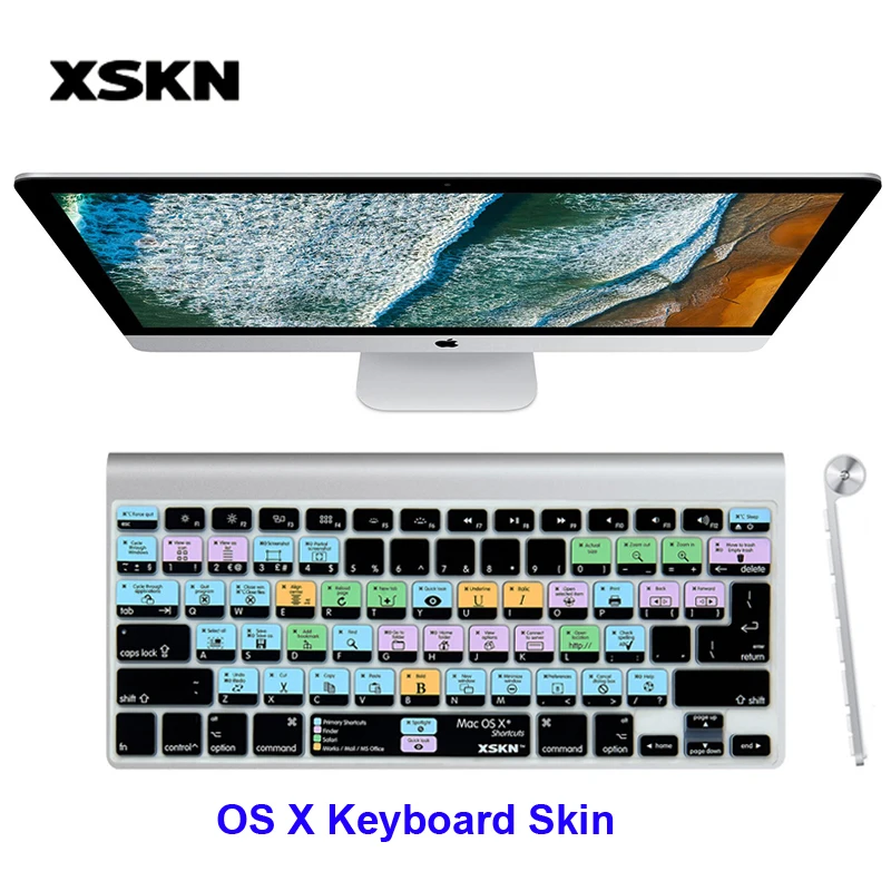 XSKN for OS X Yosemite Software Command Shortcuts Tutorial Keyboard Cover Skin for Apple Wireless Keyboard 1 Magic Keyboard 2