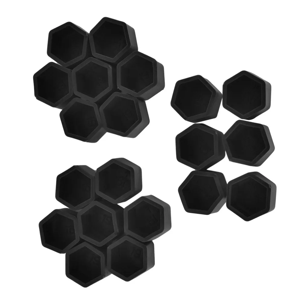 20 Pcs/Set 19/21mm 19# 21# Silicone Hollow Hexagonal Screw Cover Car Wheel Hub Caps Tires Exterior Decoration Protecting Black