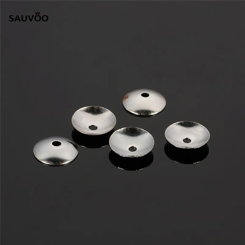 50pcs/lot Stainless Steel Silver Tone Charm Bead Caps Round 3 4 5 6 8mm Jewelry Connectors Fit DIY Tassel Bracelets Making F2226