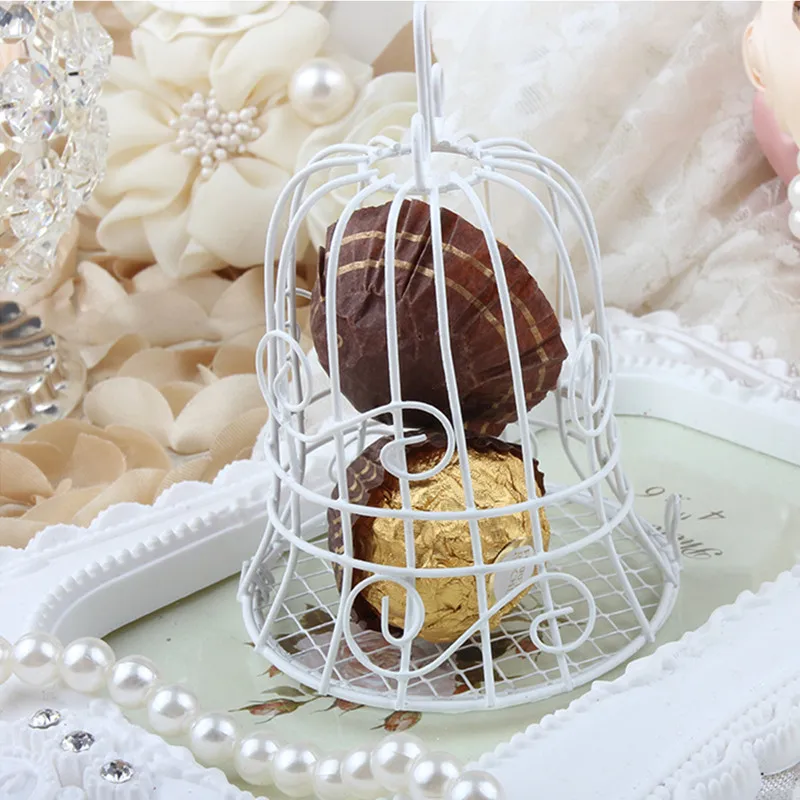 Iron Birdcage Boxes Wedding Crafts Metal White Bird Cage Candy Box Wedding Gifts Favors 30pcs