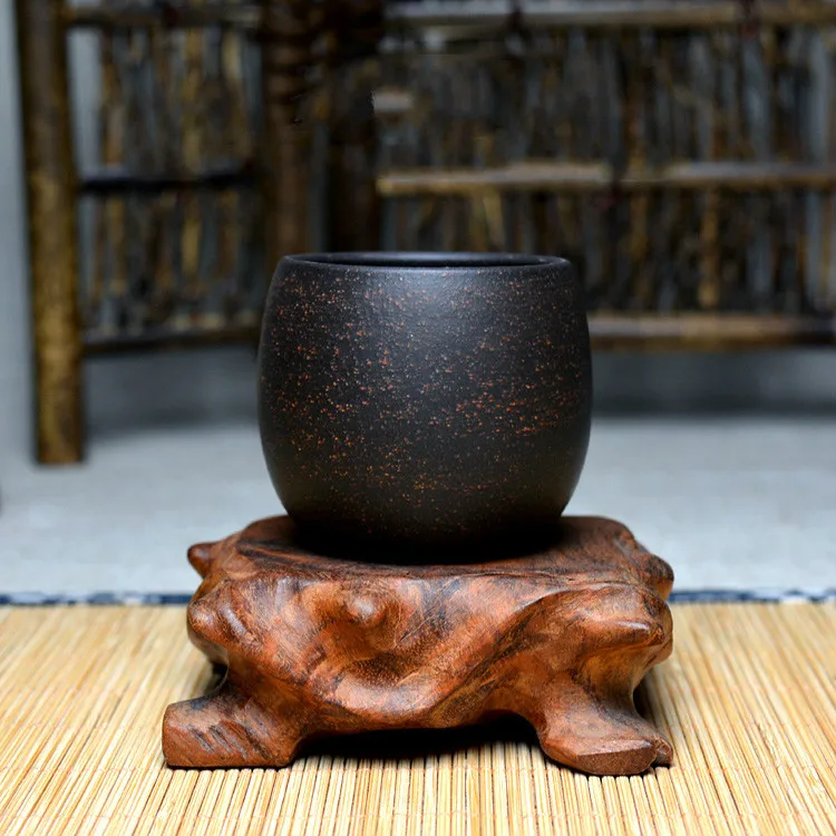 Yixing Cup coarse black Sand Mud Purple Clay Teacup full manual ore cup Master office grouan redware owner handmade Cups