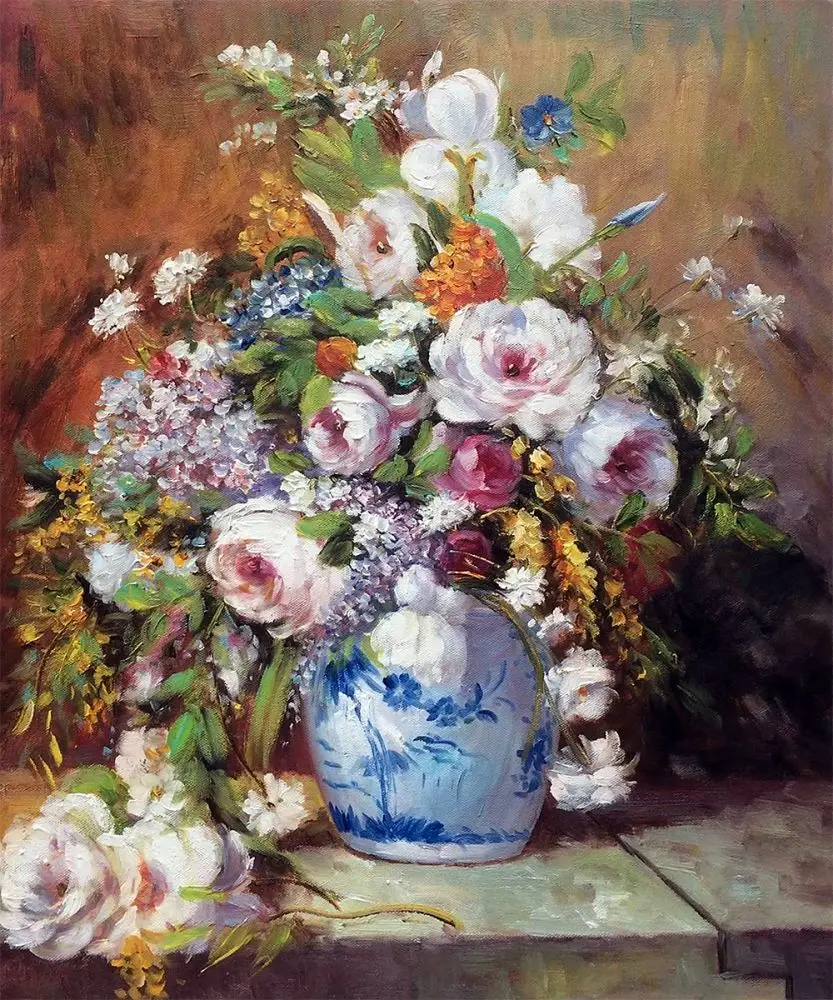 

Flower Oil Paintings for Living Room Grande Vase Di Fiori by Pierre Auguste Renoir Canvas Wall Art Still Life Christmas Gift