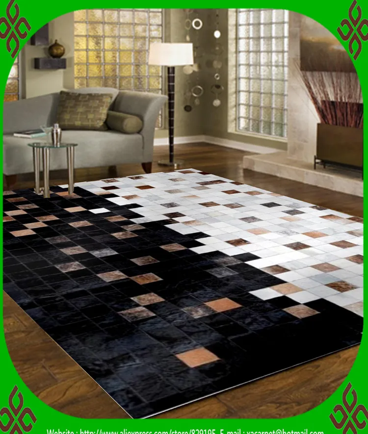 

Fashionable art carpet 100% natural genuine cowhide leather cheap wholesale area rugs