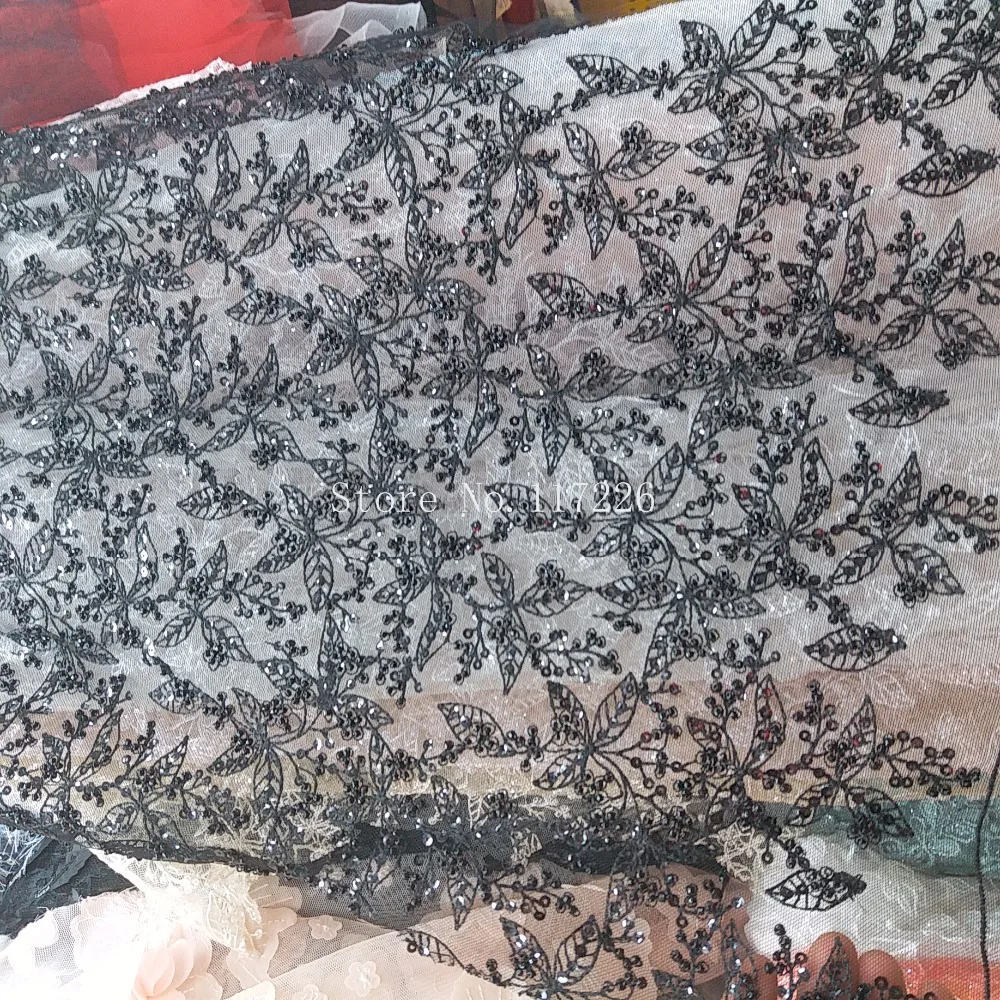 New Arrival JRB-101120 african French net Lace Fabric nice  flower Tulle Lace Fabric with beads and sequins  For Big Occasion